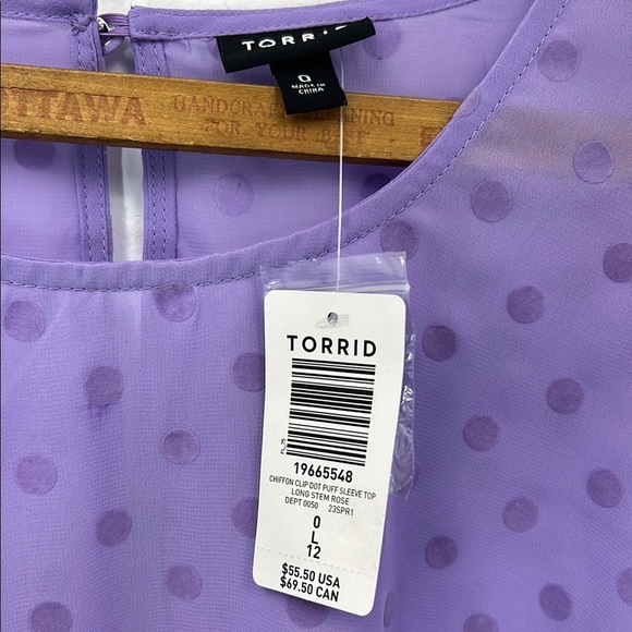 Torrid NWT Purple Polka Dot Women's Sheer Blouse Plus Size Curves Feminine Lilac - Picture 2 of 9